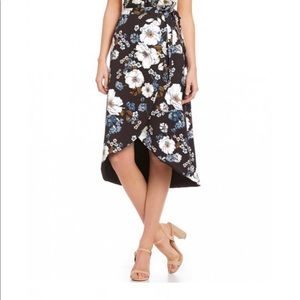 Gianni Bini Stella Floral Print Hi-Low Wrap Skirt